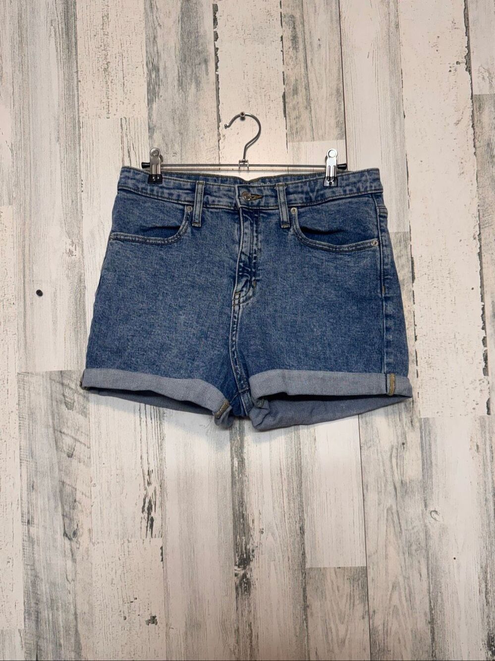 Wild Fable High Rise Cuffed Denim Jean Shorts Medium Acid Wash Womens 10 / 30R